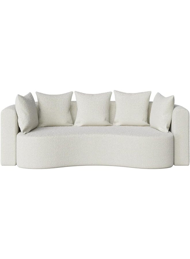 Ripple FURNITURE FLORA homes Elegant Curved 2-Seater Sofa with Plush Pillows, Cream - Image 3