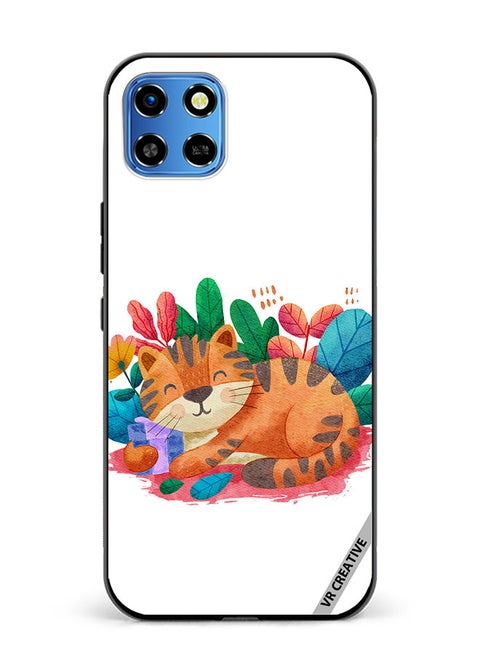 Protective Case Cover For Infinix Smart 6 HD Sleepy Cat Design Multicolour