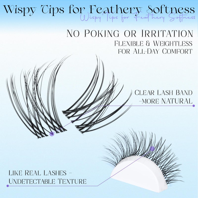 Newcally Natural Eyelash Clusters Lash Individuals DIY Lash Extension C-curly Cluster Eyelash Extensions Lash Clusters Wispy 8-16MM by Newcally - Image 3