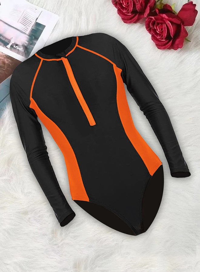 MARGOUN Long Sleeve One-Piece Swimsuit Front Zipper Bathing Suit Slim Fit Beachwear Push-up Swim Suit Surfing Swimming Suit Rashguard Surfing Wear Zipper Bikini M0039  - Image 3