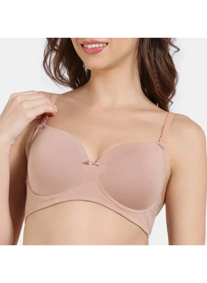 zivame Zivame Solid Balconette Bra with Hook and Eye Closure