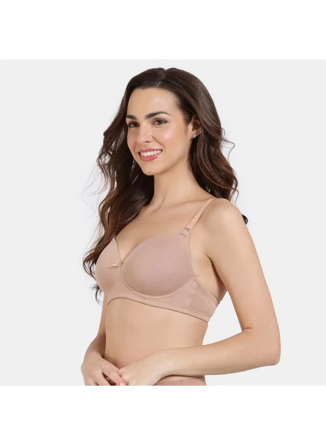 zivame Zivame Solid Balconette Bra with Hook and Eye Closure