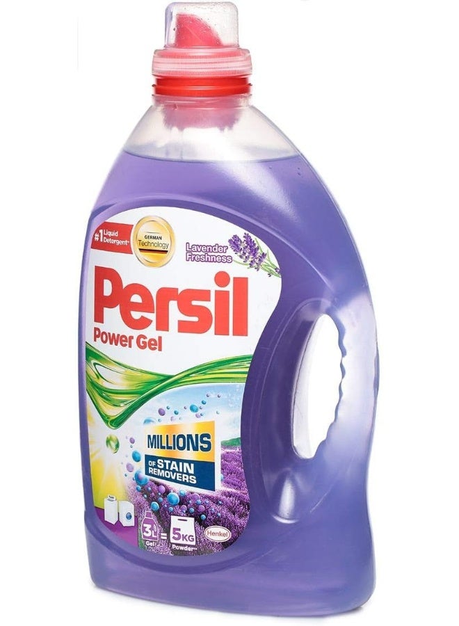 Persil Power Gel Liquid Laundry Detergent, With Deep Clean Technology, Lavender, 3 L