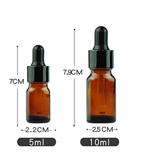 ericotry erioctry 5ML/10ML Amber Glass Essential Oil Bottles and Eyed Dropper Black Caps Makeup Cosmetic Sample Container Boxes of Glass for Essential Oil Aromatherapy Use(Pack of 12) (10ML) - Image 3