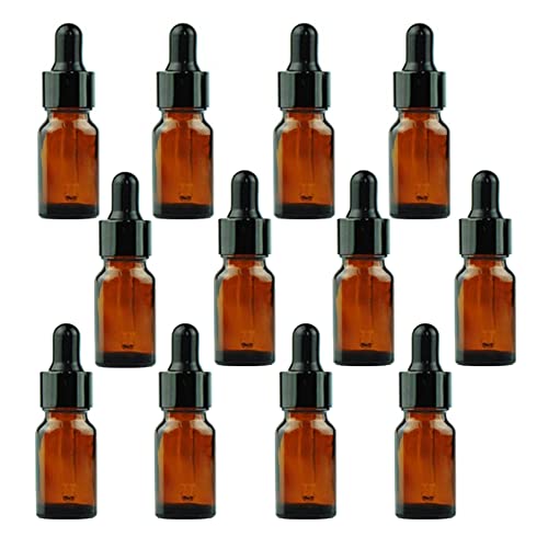 ericotry erioctry 5ML/10ML Amber Glass Essential Oil Bottles and Eyed Dropper Black Caps Makeup Cosmetic Sample Container Boxes of Glass for Essential Oil Aromatherapy Use(Pack of 12) (10ML) - Image 1