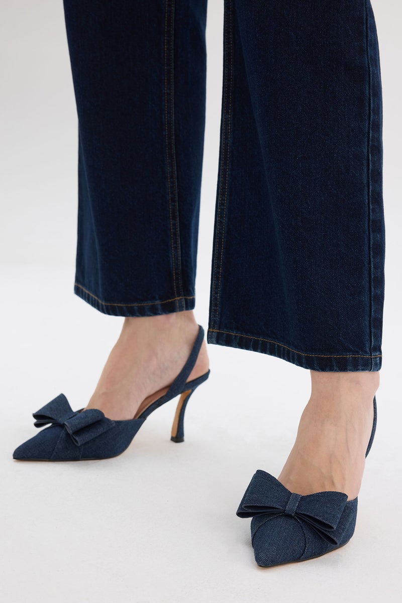 DeFacto Blue Woman Jean Heeled Sandals Casual - Image 2
