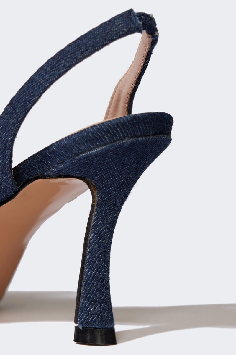 DeFacto Blue Woman Jean Heeled Sandals Casual - Image 4