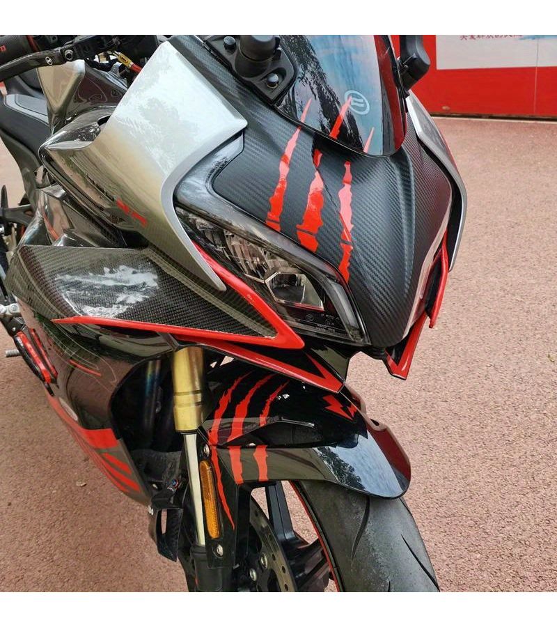 Yellow 16.54x7.01 Inch Motorcycle Helmet Sticker Monster Claw Scratch Decals For General Purpose - Image 3