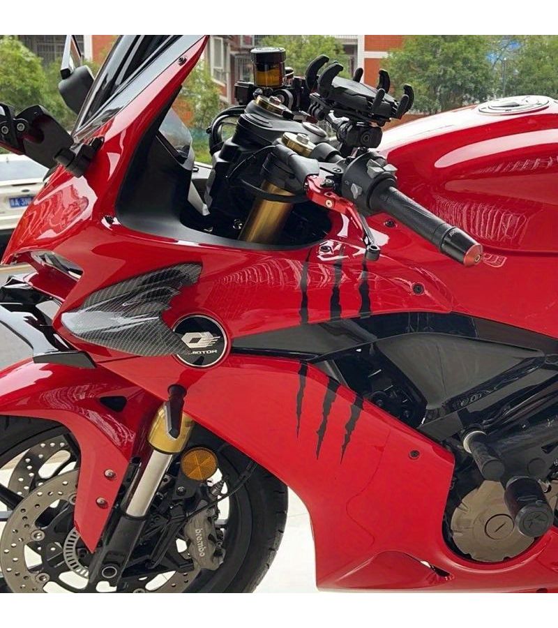 Yellow 16.54x7.01 Inch Motorcycle Helmet Sticker Monster Claw Scratch Decals For General Purpose - Image 4