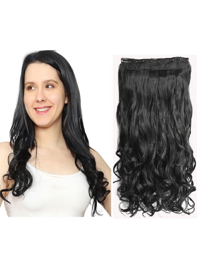 MoonEyes Silky Soft Hair Extensions And Wigs Women Curly/Wavy Hair Extension For Girls To Increase Hair Volume 5 Clips In Black Color - Image 1