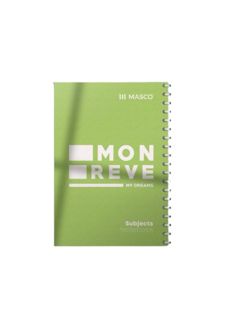 MASCO - B5 Size 200 Page Spiral Single Line Notebook Suitable for 5 Subjects, Green - Image 1