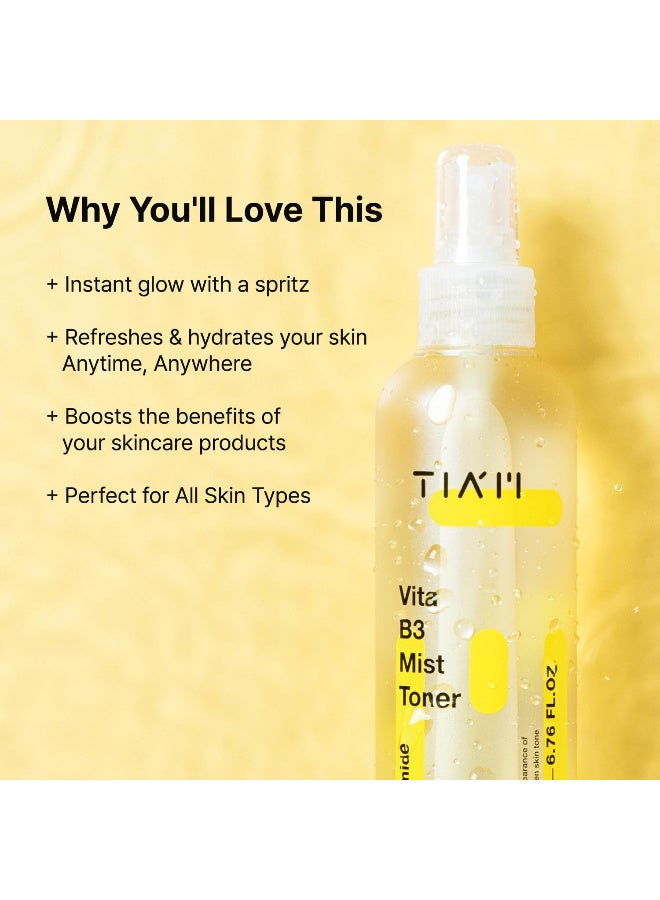 TIA'M Vita B3 Mist Toner with Niacinamide, Tranexamic Acid, and Vitamin C for All Skin Types, Facial Mist That hydrates, refreshes & brightens, 6.76 FL.OZ. / 200ml - Image 4