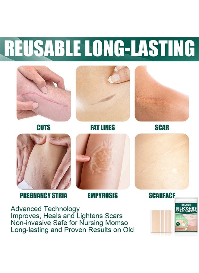 EELHOE - 8 Pcs Silicone Scar Sheets Scar Tape, Effective Scar Removal Strips, Repair Patch for Cesarean Section Burn Scars and Other Scars Left (Color) - Image 1
