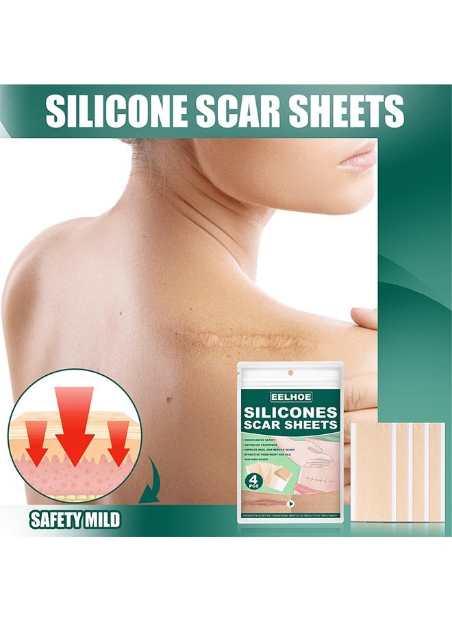 EELHOE - 8 Pcs Silicone Scar Sheets Scar Tape, Effective Scar Removal Strips, Repair Patch for Cesarean Section Burn Scars and Other Scars Left (Color) - Image 1