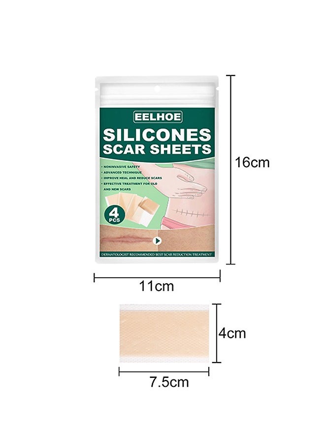 EELHOE - 8 Pcs Silicone Scar Sheets Scar Tape, Effective Scar Removal Strips, Repair Patch for Cesarean Section Burn Scars and Other Scars Left (Color) - Image 1