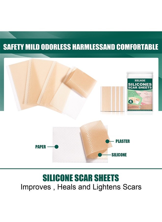 EELHOE - 8 Pcs Silicone Scar Sheets Scar Tape, Effective Scar Removal Strips, Repair Patch for Cesarean Section Burn Scars and Other Scars Left (Color) - Image 1