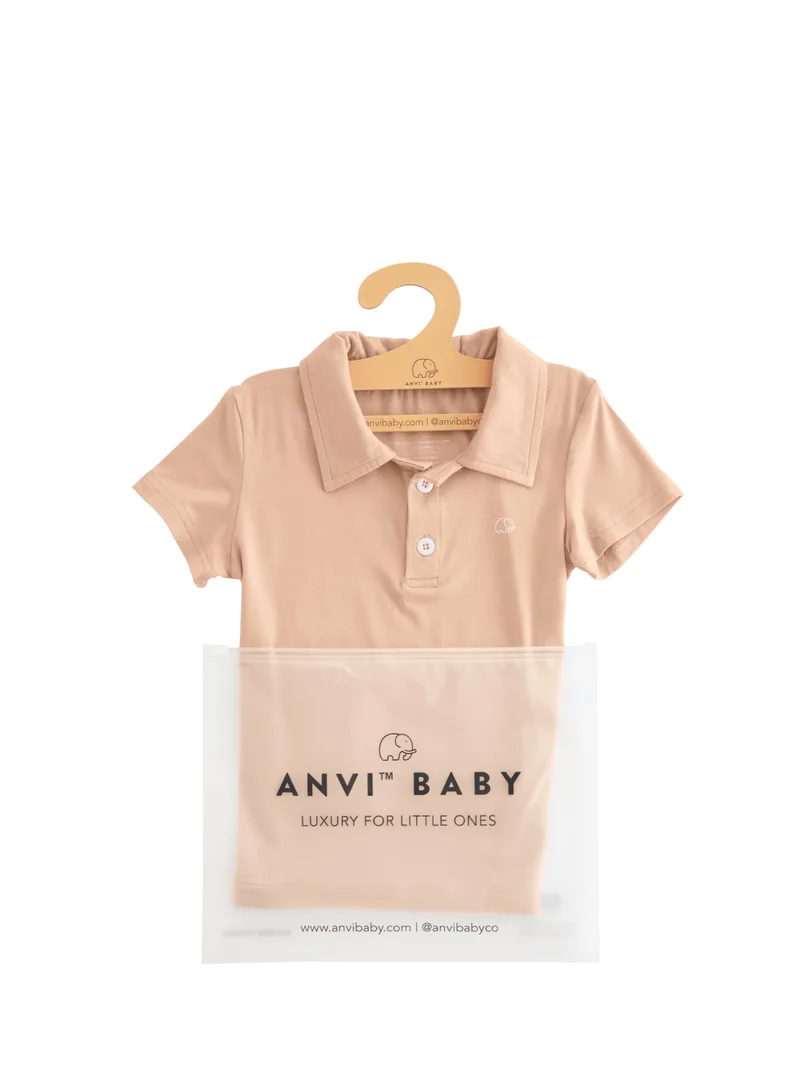 Anvi Baby Bamboo Spandex Polo T-Shirt- Coral Peach