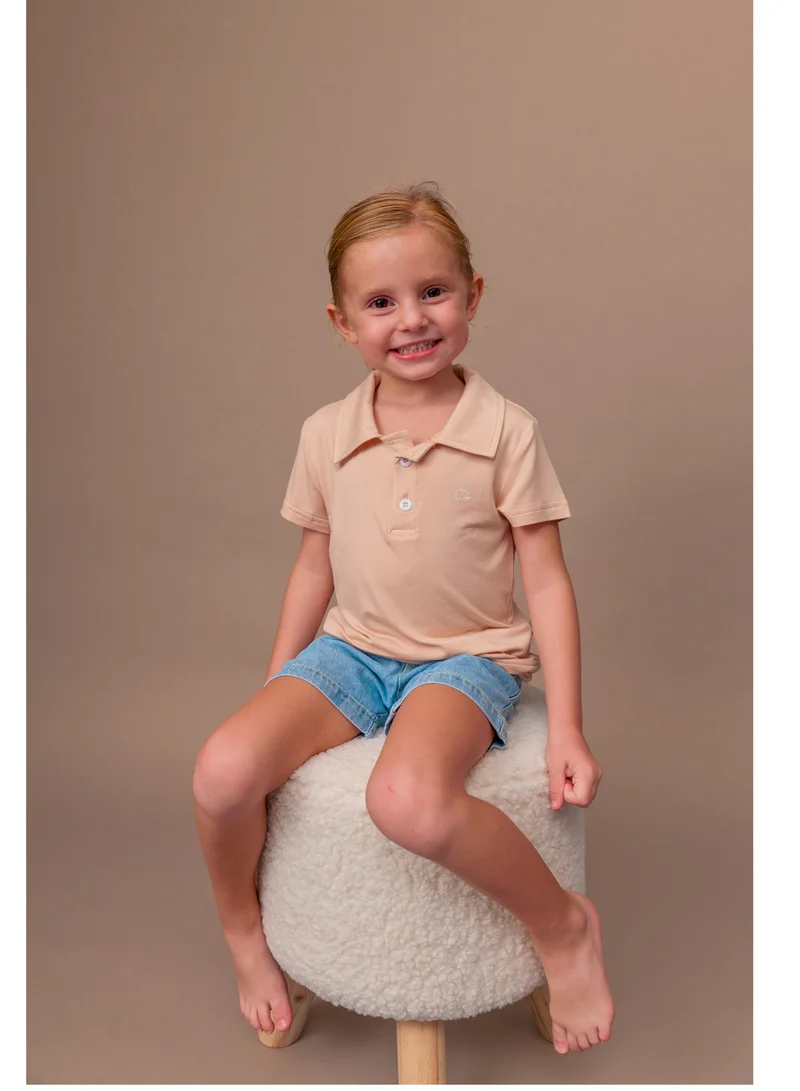 Anvi Baby Bamboo Spandex Polo T-Shirt- Coral Peach