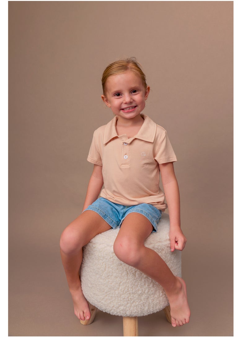 Anvi Baby Bamboo Spandex Polo T-Shirt- Coral Peach  - Image 4