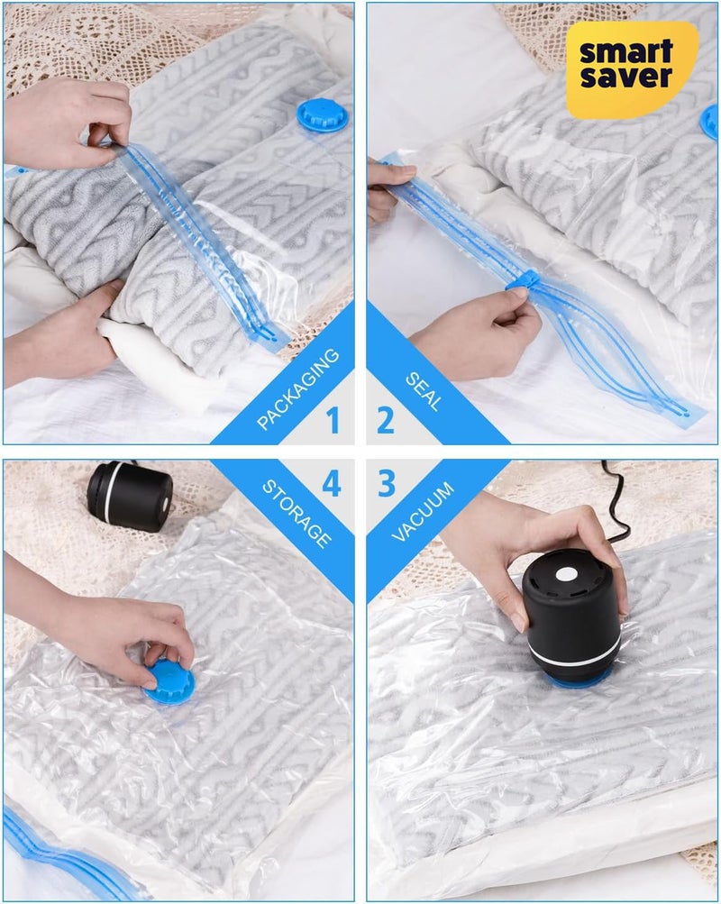 Smart Saver مضخة أكياس التخزين بالفراغ، مضخة كهربائية لأكياس التخزين بالفراغ، مضخة أكياس بلاستيكية محمولة لضغط الألحفة والملابس (لا تشمل كيس التخزين) - Image 3