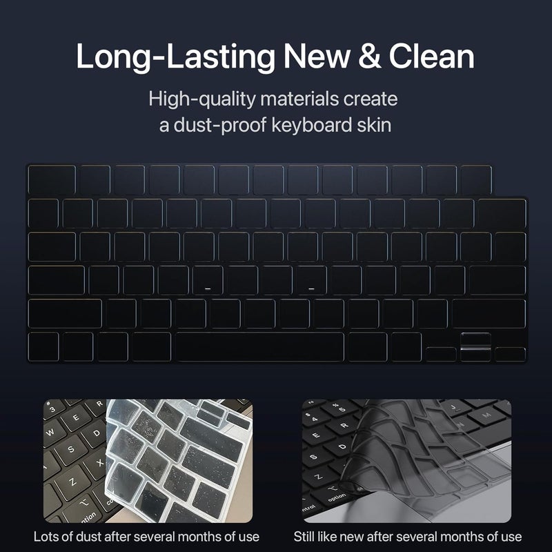 Ojos غطاء واقي للوحة المفاتيح لجهاز MacBook Air 15" و 13.6" موديلات 2025-2021، وMacBook Pro 14" و 16" M4 M3 M2 M1 (A3241 A3240 A3112 A3185 A3401 A3186 A3403 A2941 A2681 A3114 A3113 A2442) شفاف - Image 4