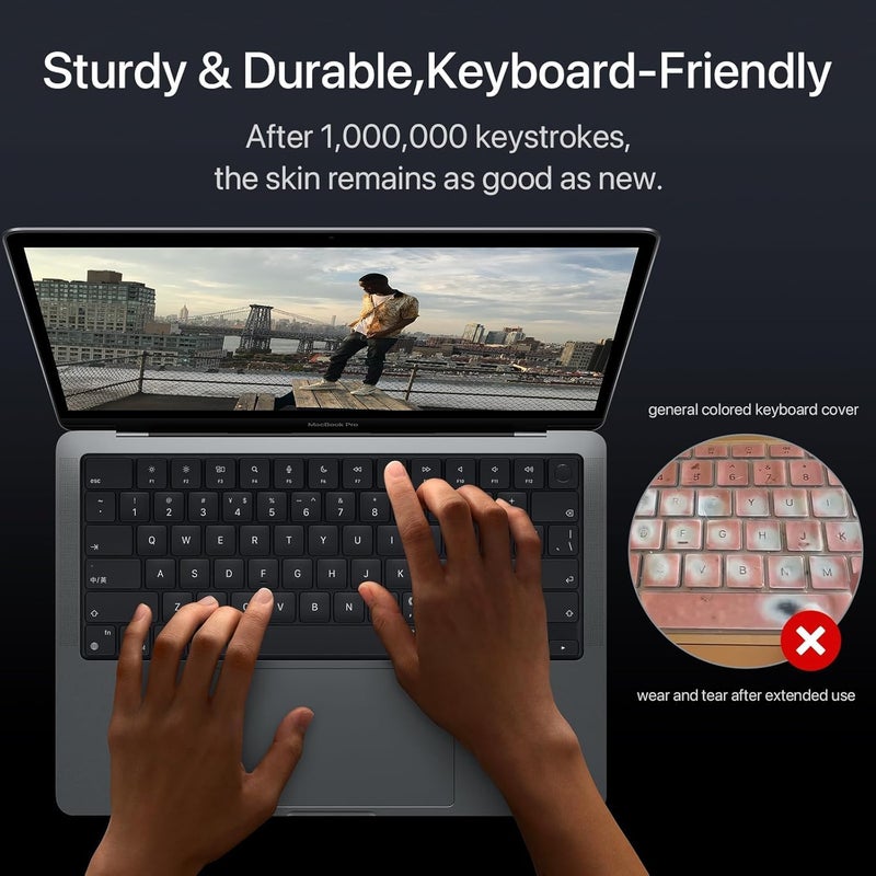 Ojos غطاء واقي للوحة المفاتيح لجهاز MacBook Air 15" و 13.6" موديلات 2025-2021، وMacBook Pro 14" و 16" M4 M3 M2 M1 (A3241 A3240 A3112 A3185 A3401 A3186 A3403 A2941 A2681 A3114 A3113 A2442) شفاف - Image 5