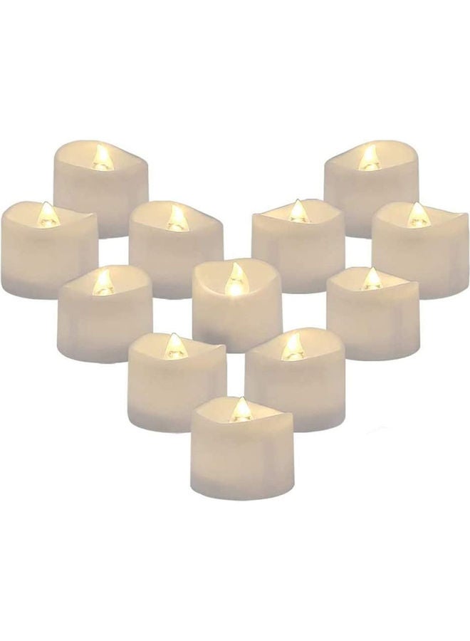 12-Piece Flameless Realistic And Bright Wax Electric LED Candle Set Warm White 1.25inch - Image 1
