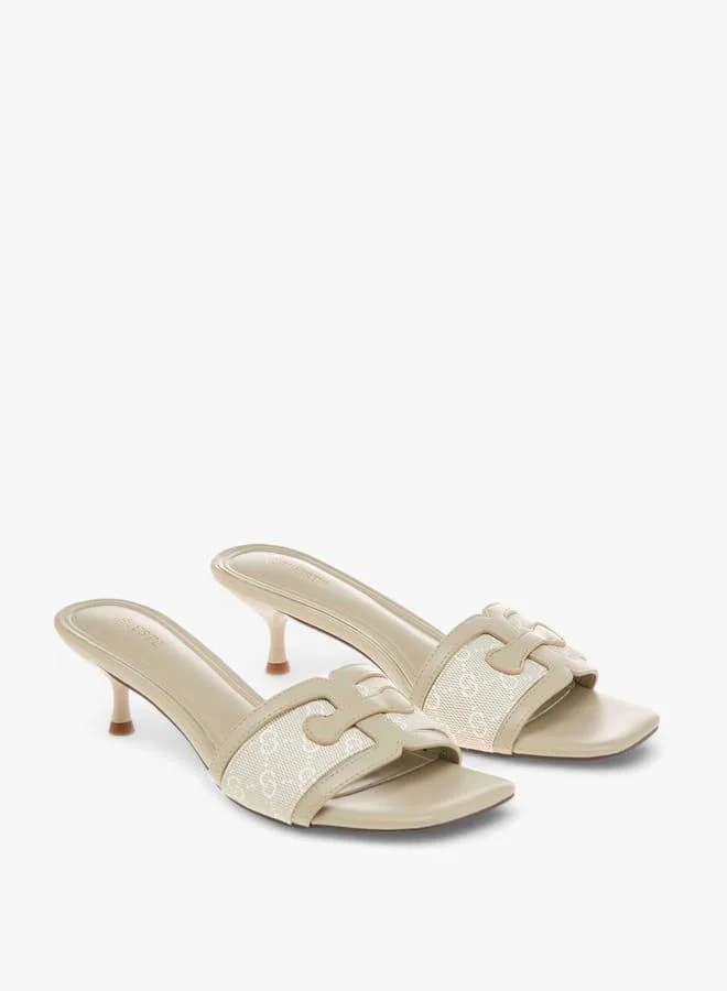 سيليست صنادل نسائية بكعب هريرة بتفاصيل شعار