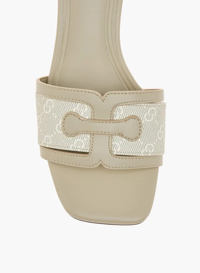 Celeste Women's Logo Detail Slip-On Sandals with Kitten Heels