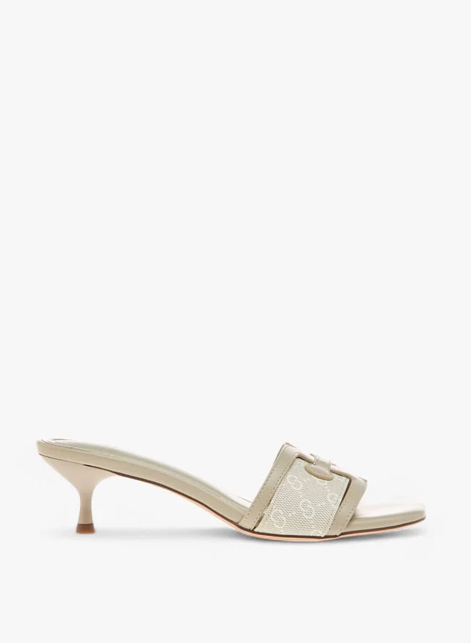 Celeste Women's Logo Detail Slip-On Sandals with Kitten Heels