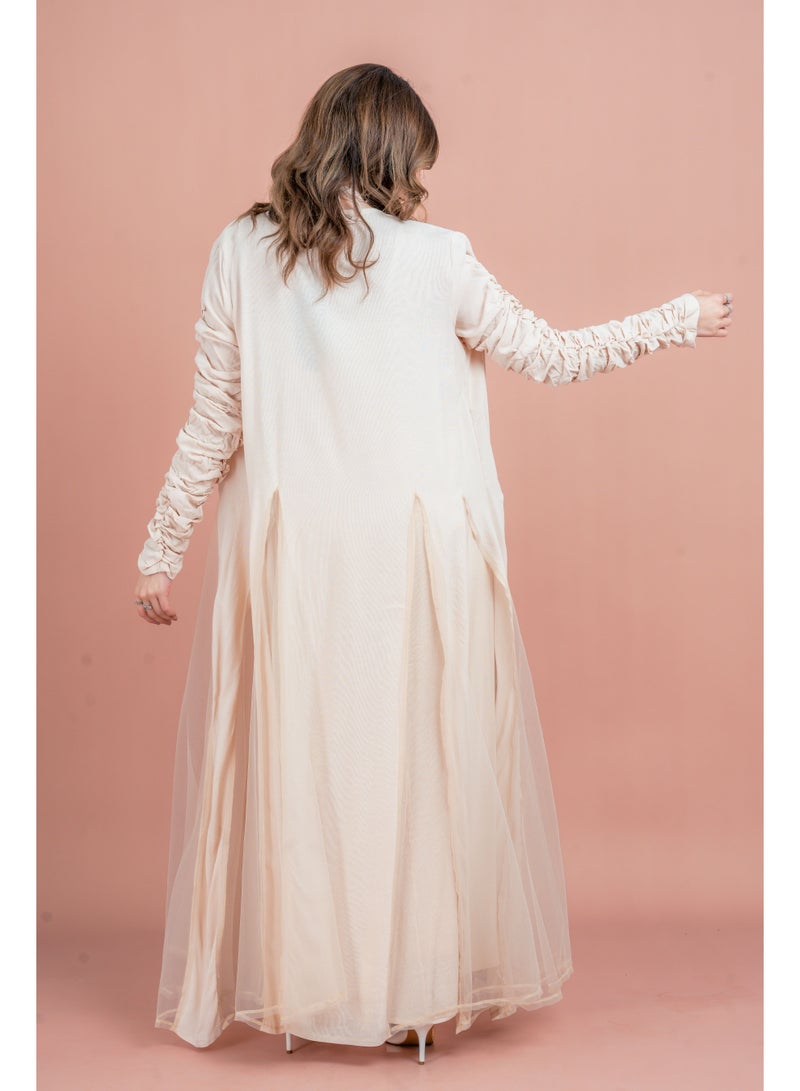 IKKXA Two Pieces Unique Modest Outfit IK1042 Beige - Image 4