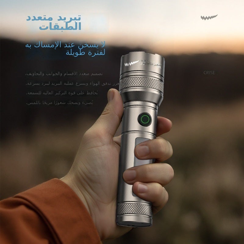 القرش المبتسم مصباح يدوي LED قابل لإعادة الشحن من SMILING SHARK - كشاف قوي مع زوم للتخييم والتنزه والطوارئ - Image 4