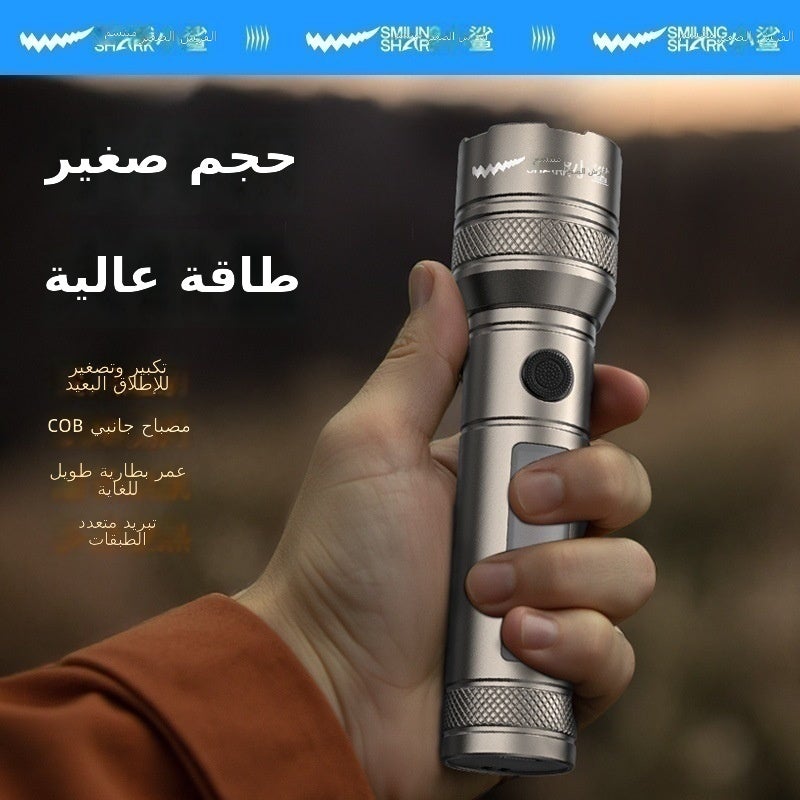 القرش المبتسم مصباح يدوي LED قابل لإعادة الشحن من SMILING SHARK - كشاف قوي مع زوم للتخييم والتنزه والطوارئ - Image 2