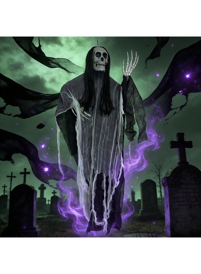 Halloween Hanging  Skeleton Ghosts,Scary Halloween Skeleton Decorations,Haunted House Prop,Hanging Skeletons Decor for Indoor & Outdoor and Create a Halloween Ambiance Ideal for Festival - Image 2
