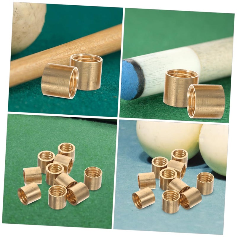 Brass Snooker Cue Ferrules 10 Piece Set For Cue Stick Repair With Leather Tips - Image 5