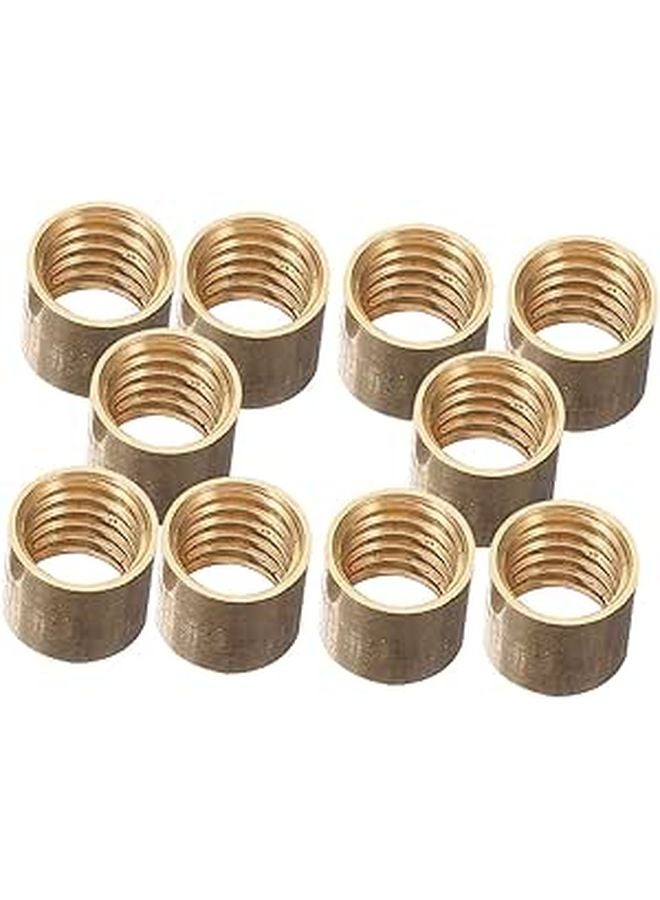 Brass Snooker Cue Ferrules 10 Piece Set For Cue Stick Repair With Leather Tips - Image 1