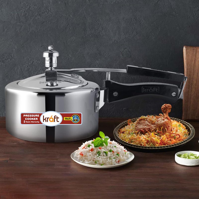 Kraft 5Liters Kraft Classic Aluminium Inner Lid Pressure Cooker Large - 5 Litre/Long Lasting, Healthy Cooking/Induction Base/ISI Certified / 5 Year Warranty - Silver silver - Image 2