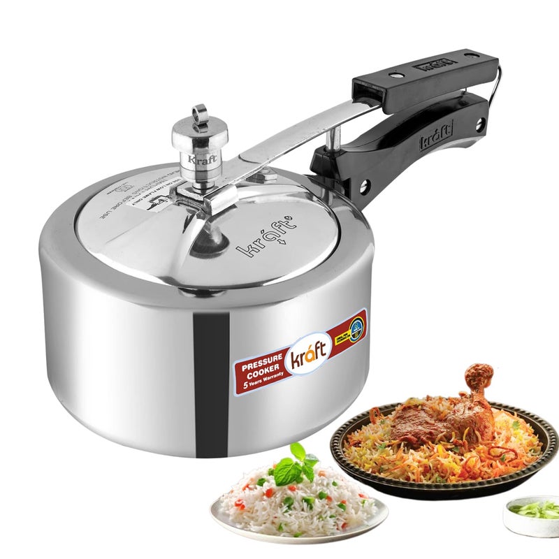 Kraft 5Liters Kraft Classic Aluminium Inner Lid Pressure Cooker Large - 5 Litre/Long Lasting, Healthy Cooking/Induction Base/ISI Certified / 5 Year Warranty - Silver silver - Image 1