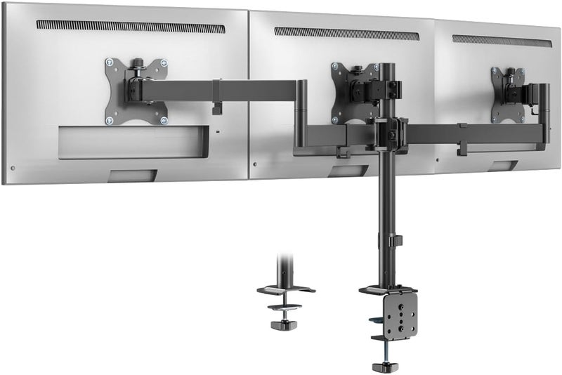 PUTORSEN Triple Monitor Mount,3 Monitor Desk Mount Fits 13-27 inch Screens,Triple Monitor Stand Fully Adjustable with Cable Management,10kg Weight Capacity per Arm,VESA 75/100mm - Image 1