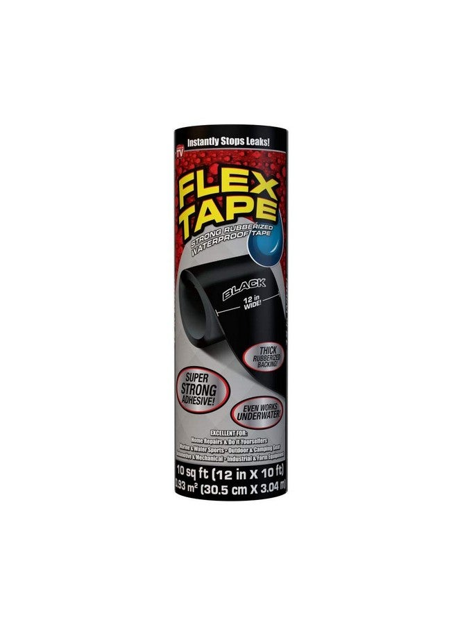 Flex Tape, 12 in x 10 ft, Black, Original Thick Flexible Rubberized Waterproof Tape - Seal and Patch Leaks, Works Underwater, Indoor Outdoor Projects - Home RV Roof Plumbing and Pool Repairs - Image 1