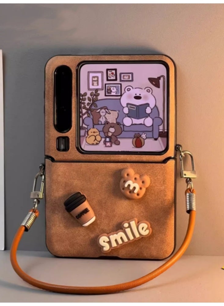 Suitable For Huawei Pura X Phone Case And Phone Protective Case Mini Teddy Bear Suede Shell+Handheld - Image 2