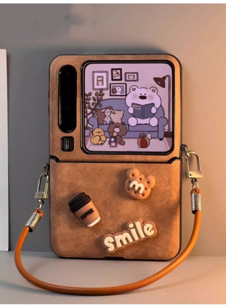 Suitable For Huawei Pura X Phone Case And Phone Protective Case Mini Teddy Bear Suede Shell+Handheld - Image 3