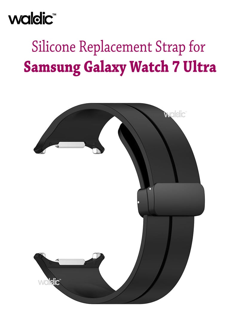 Waldic - Samsung Galaxy Watch 7 Ultra Band 47mm | Compatible for Samsung Galaxy Watch Ultra | Silicone Sport Strap With Magnetic Buckle Replacement Accessory Women Men Fit for Samsung Galaxy Watch Ultra Band - Black - Image 1