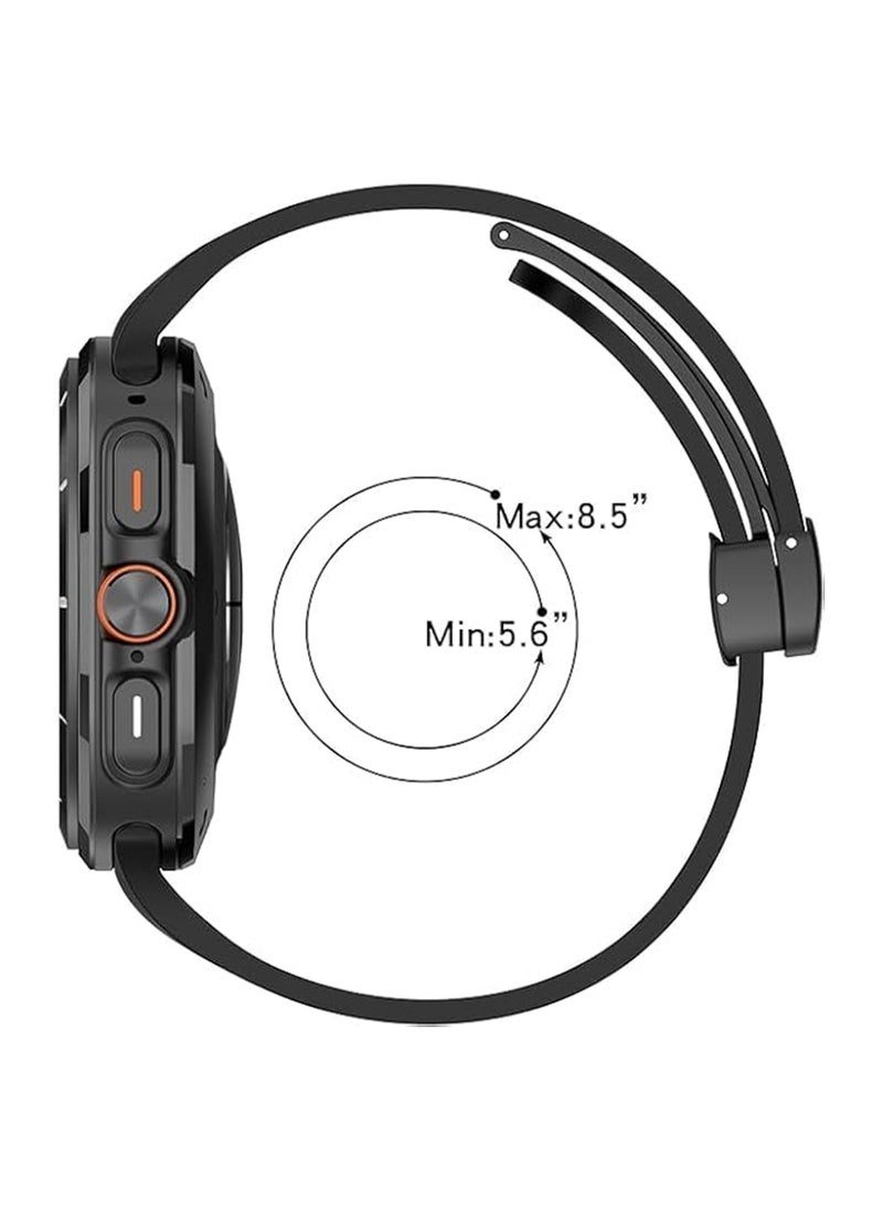 Waldic - Samsung Galaxy Watch 7 Ultra Band 47mm | Compatible for Samsung Galaxy Watch Ultra | Silicone Sport Strap With Magnetic Buckle Replacement Accessory Women Men Fit for Samsung Galaxy Watch Ultra Band - Black - Image 1