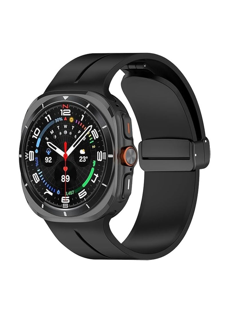 Waldic - Samsung Galaxy Watch 7 Ultra Band 47mm | Compatible for Samsung Galaxy Watch Ultra | Silicone Sport Strap With Magnetic Buckle Replacement Accessory Women Men Fit for Samsung Galaxy Watch Ultra Band - Black - Image 1