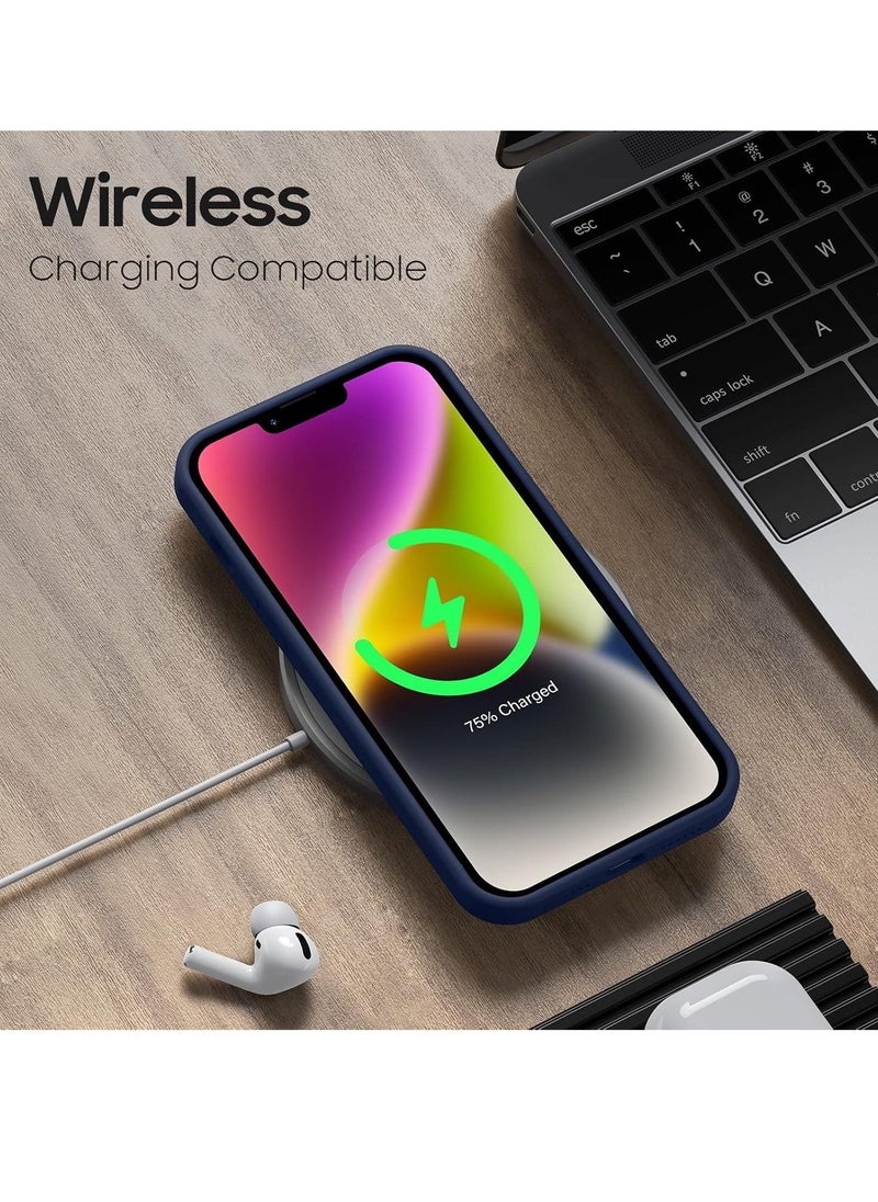 Raxoom iPhone 14 Case - [5 in 1 Set] with 2 Pack Screen Protectors + 2 Pack Camera Lens Protectors, Liquid Silicone Full Body Protection, Shockproof Drop Protection, 6.1 Inch (Navy) - Image 3