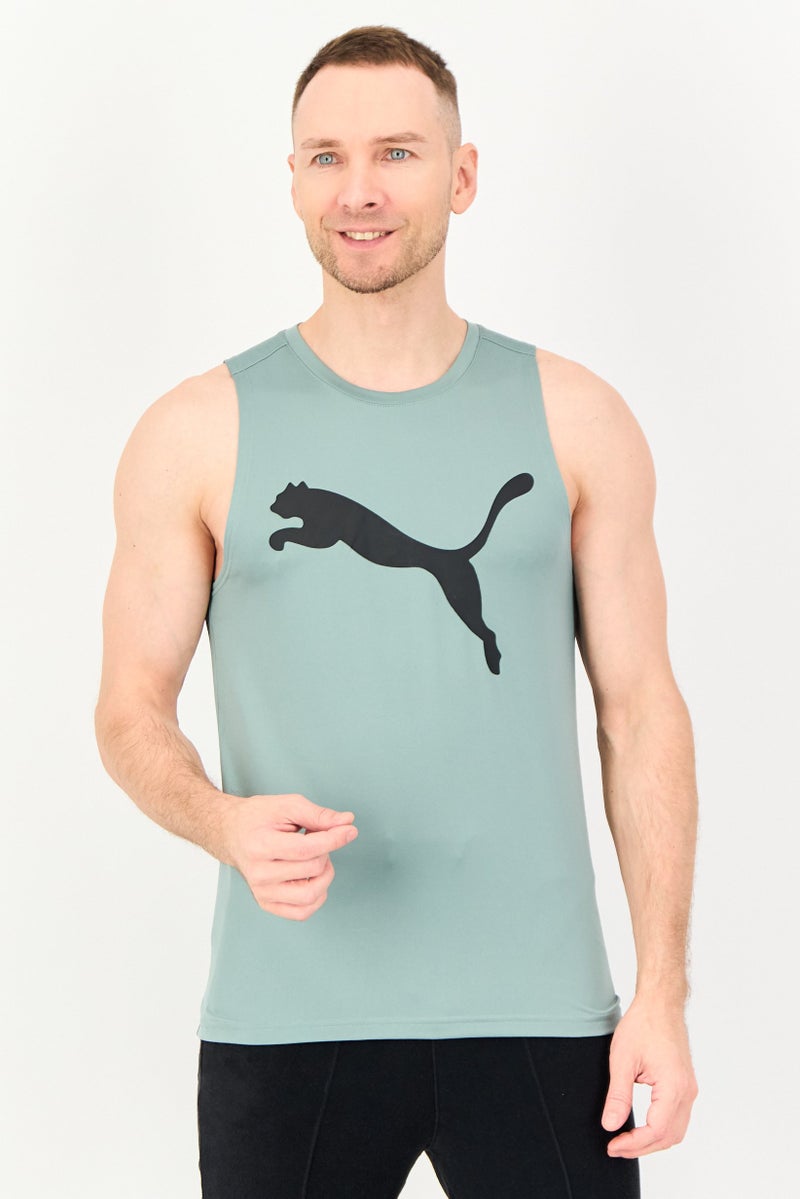 PUMA سترة تدريب أساسية بدون أكمام للرجال، لون أخضر حكيم - Image 1