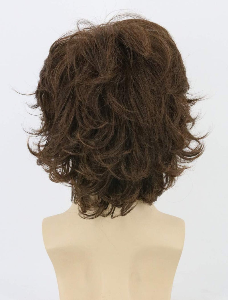 LeMarnia 70s Mens Wigs Brown Short Wavy Shaggy Wig Cosplay Halloween Costume Wigs+Wig Cap and Beard - Image 5