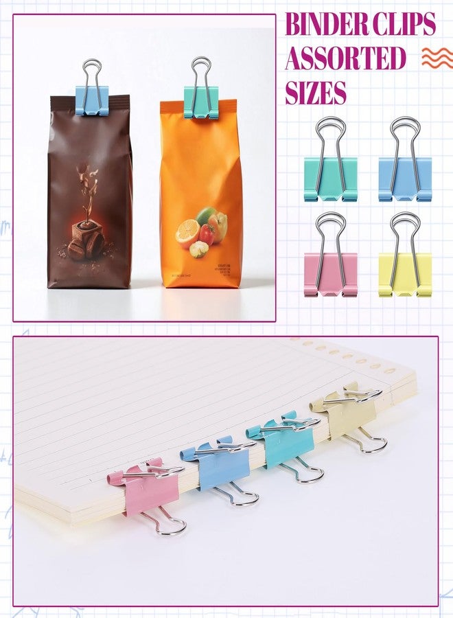SUMAJU 350 Pcs Paper Clips Binder Clips Assorted Sizes, Colored Office Clips Set Paperclips Paper Clamps Rubber Bands Push Pins for Office and School Supplies - Image 4
