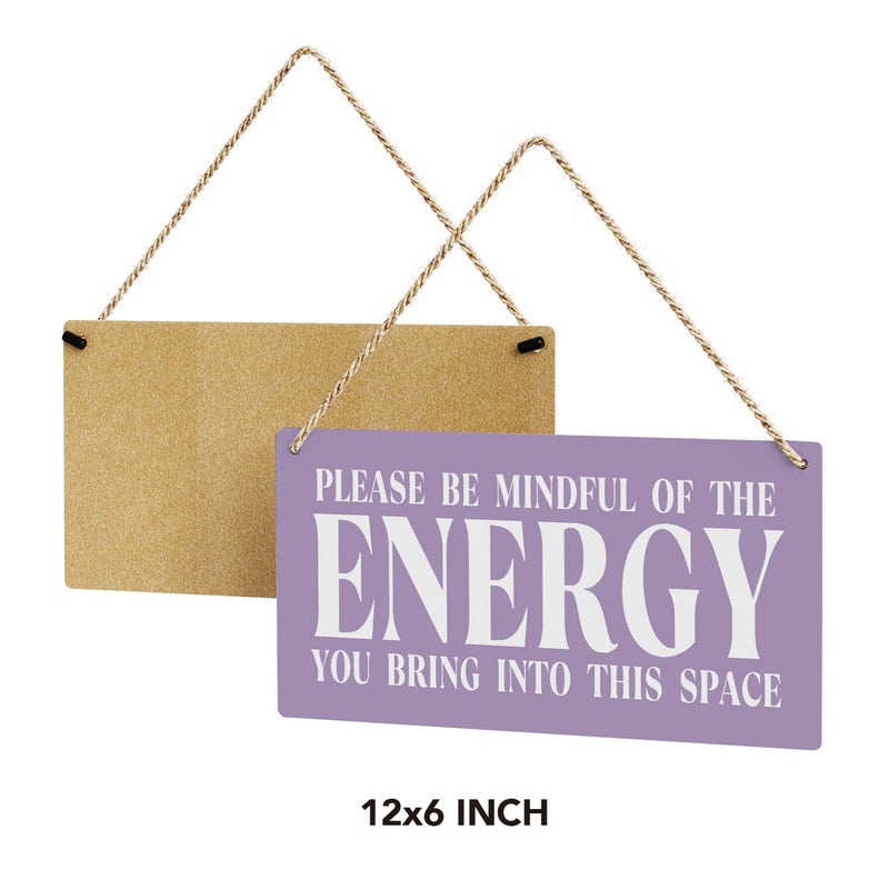 SENJIAN Purple Decor Spiritual Meditation Room Decor Inspirational Spa Decoration Positive Affirmations Wall Wood Plaque Sign Hanging Door Sign Home Office Yoga Room Decoration - Image 3